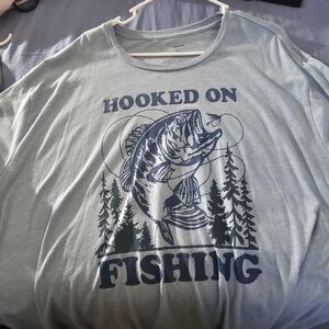Blue Graphic Fishing T-Shirt